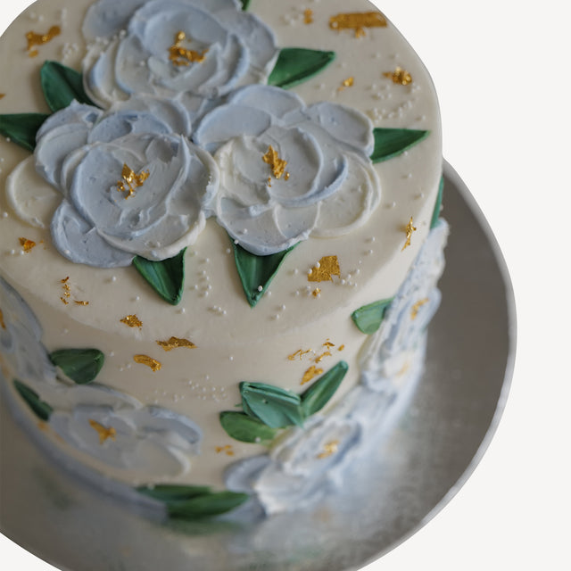 Online Cake  Order - Blue Palette Flowers #108Featured