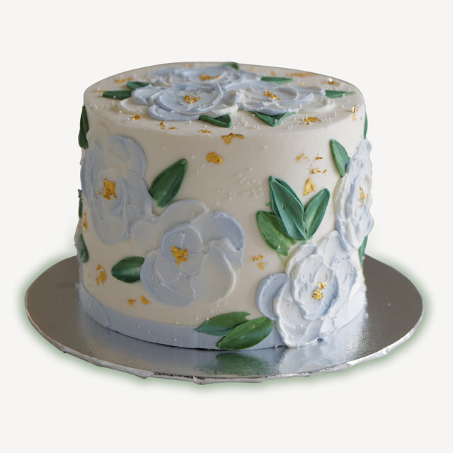 Online Cake  Order - Blue Palette Flowers #108Featured