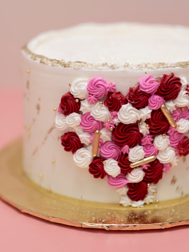 Rosette Heart Bouquet Cake #725Featured