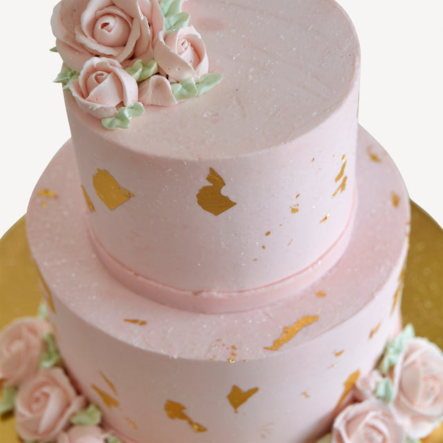 Online Cake Order - Pink and Gold Tier #14Texture