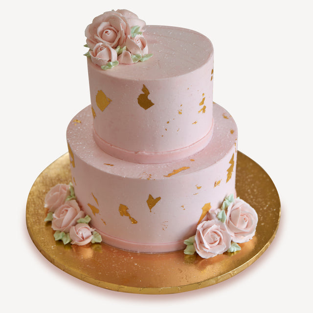 Online Cake Order - Pink and Gold Tier #14Texture