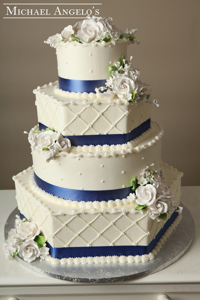 Royal Blue & White Roses #30Ribbons