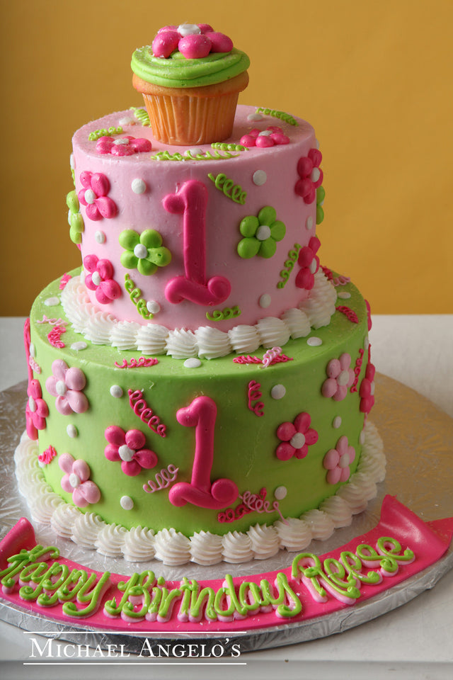 Pink & Green Daisies #5Swirls