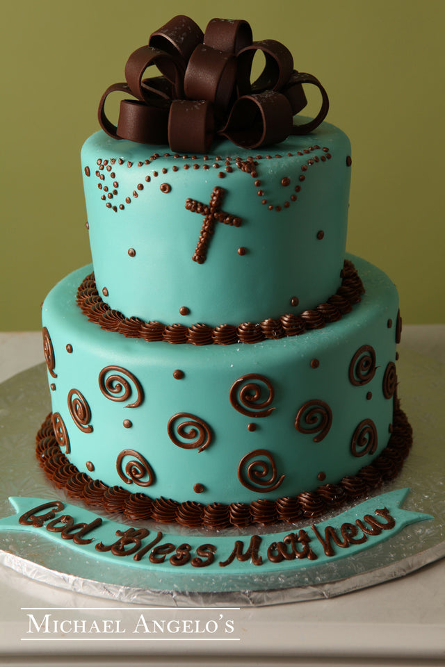 Teal Blue & Brown Rosary #18Religious