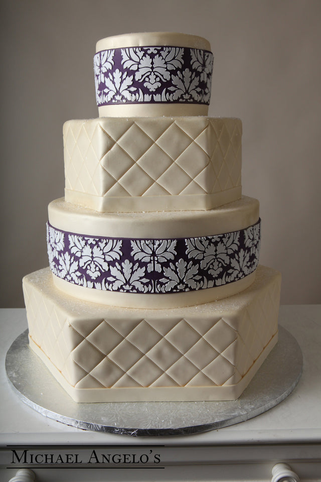 White & Purple Damask #3Vintage