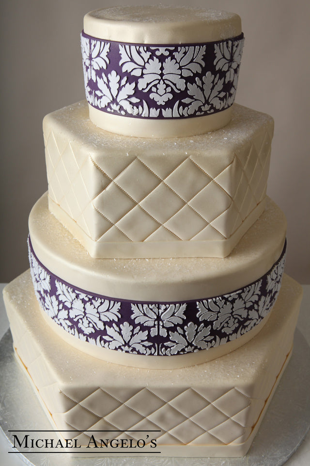 White & Purple Damask #3Vintage