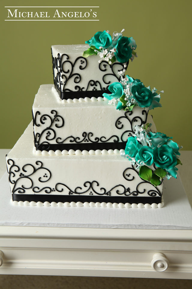 Turquoise Flowers & Swirls #78Ribbons