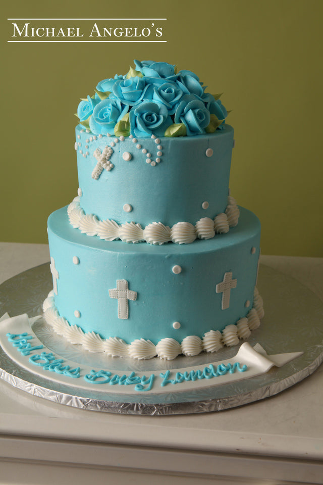Holy Rosary with Blue Flowers #31Religious