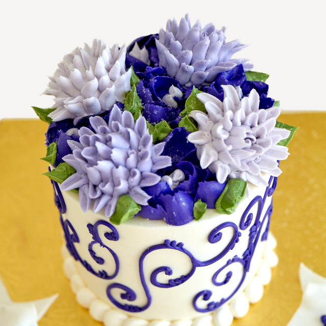Online Cake Order - Purple Flowers #8SeasonalFlowers