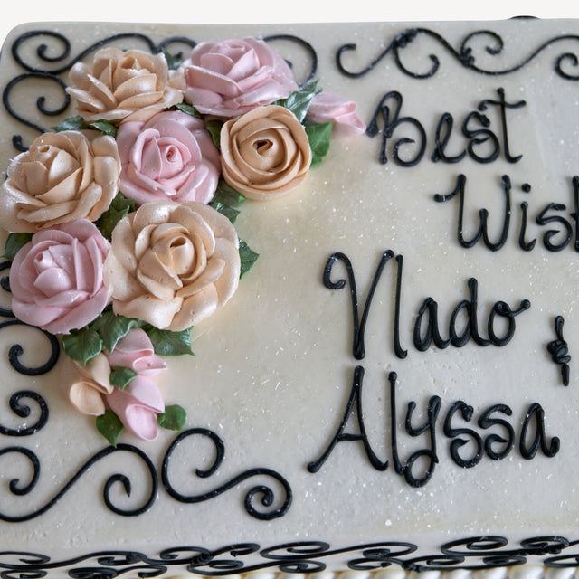 Online Cake Order - Black Swirls Sheet Cake #132Bridal