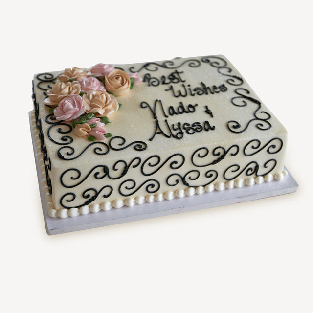 Online Cake Order - Black Swirls Sheet Cake #132Bridal