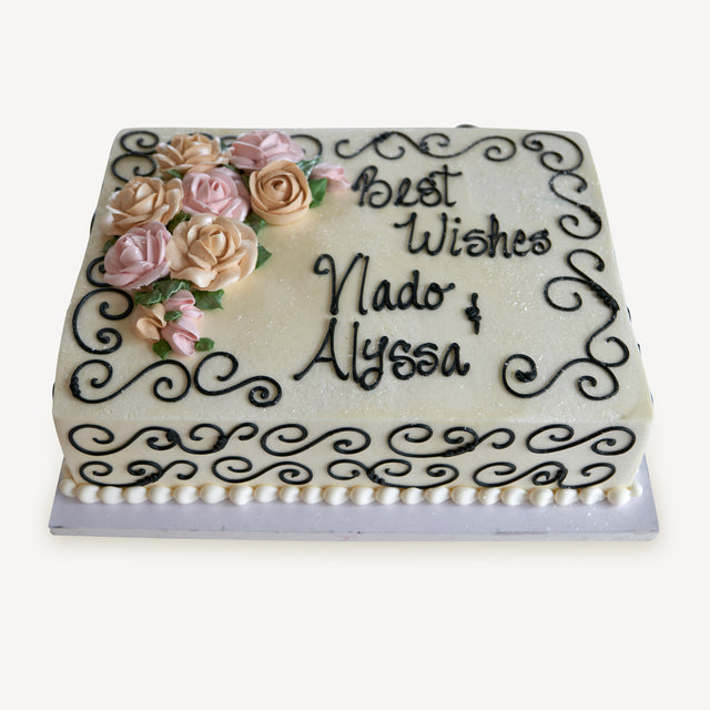 Online Cake Order - Black Swirls Sheet Cake #132Bridal