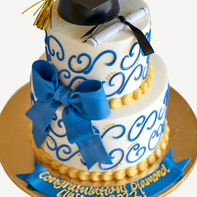 Online Cake Order - Two-Tier Graduation Swirls #23Graduation