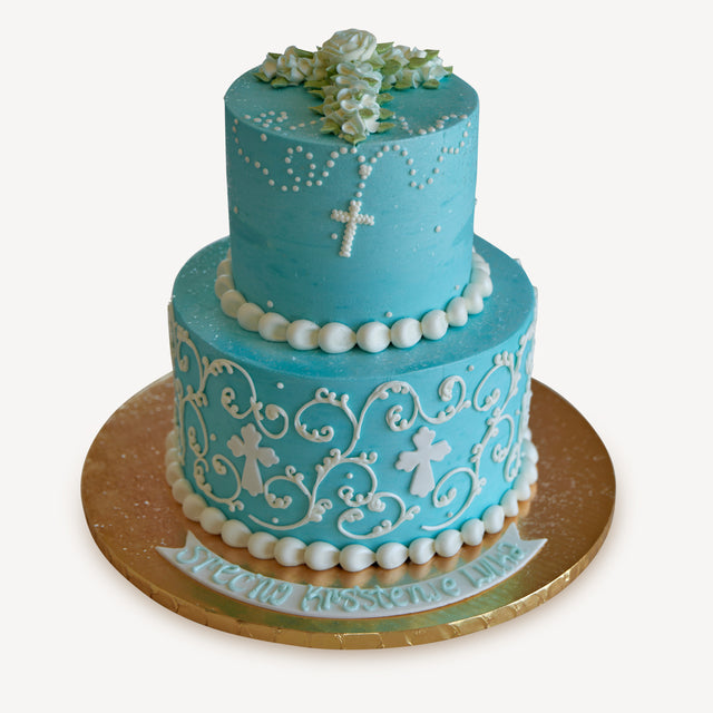 Online Cake Order - Cross of Roses #40Religious