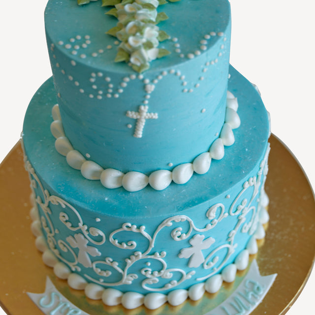 Online Cake Order - Cross of Roses #40Religious