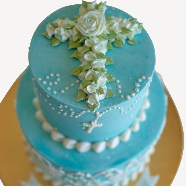 Online Cake Order - Cross of Roses #40Religious