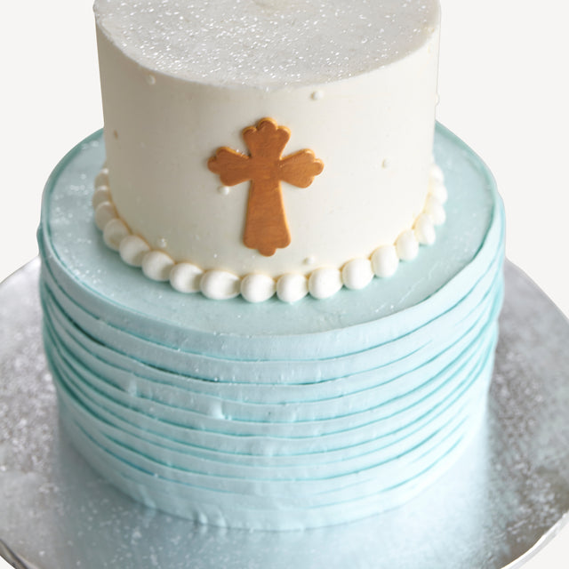 Online Cake Order - Blue and White Cross #167Religious