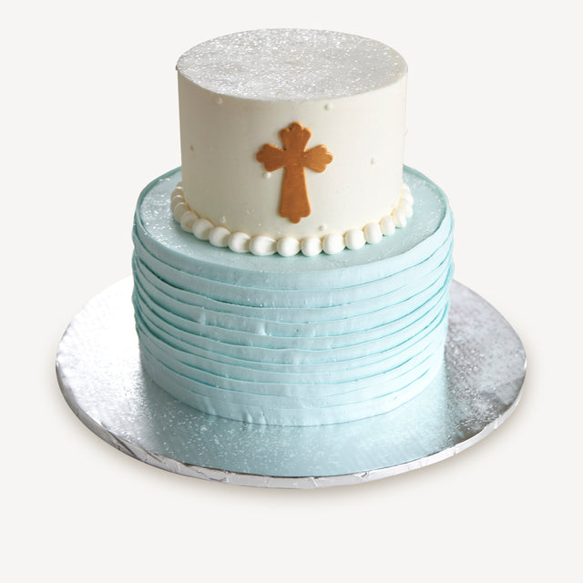 Online Cake Order - Blue and White Cross #167Religious