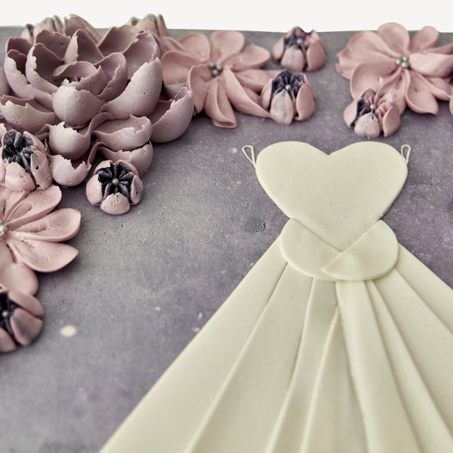 Online Cake Order - Dress and Flowers Sheet Cake #133Bridal