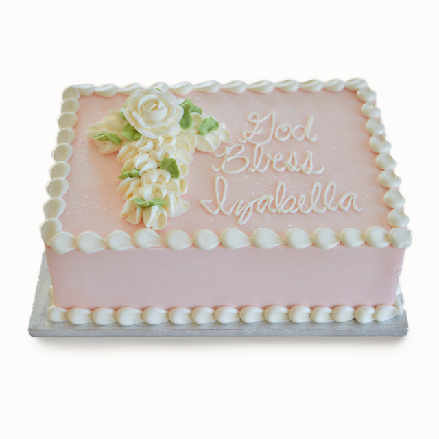 Online Cake Order - Pink with White Rose Cross #166Religious