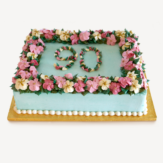Online Cake Order - Teal with Spring Flowers #10SeasonalFlowers
