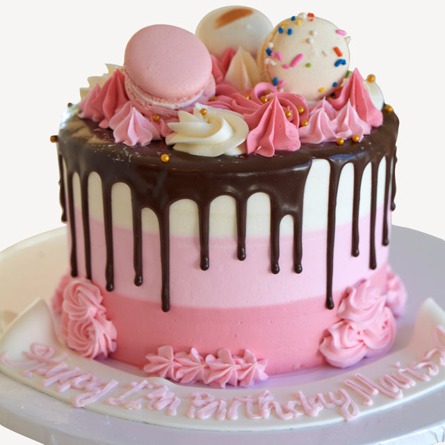 Online Cake Order - Pink Macaron Drip Cake #2Drip