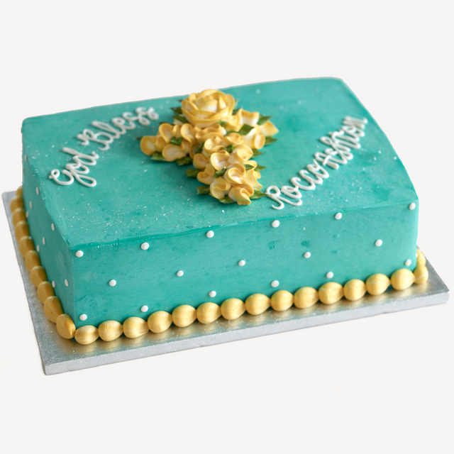 Online Cake Order - Cross of Gold Flowers #164Religious