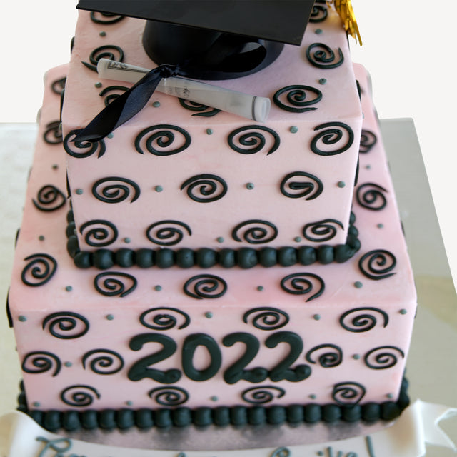 Online Cake Order - Swirl Square Cake #112Graduation