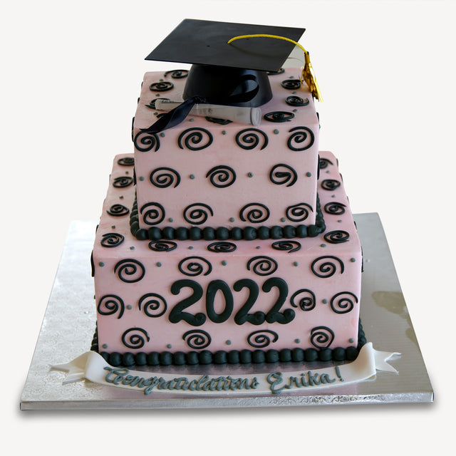 Online Cake Order - Swirl Square Cake #112Graduation