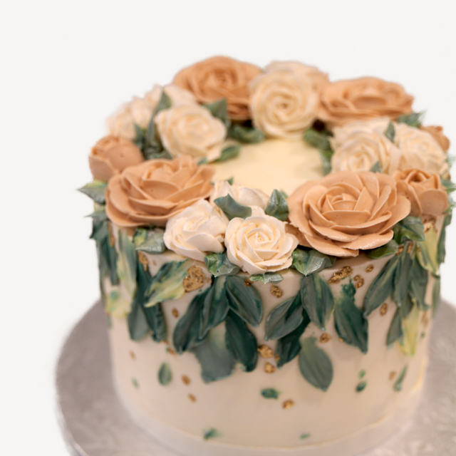 Online Cake Order - Neutral Roses #6SeasonalFlowers