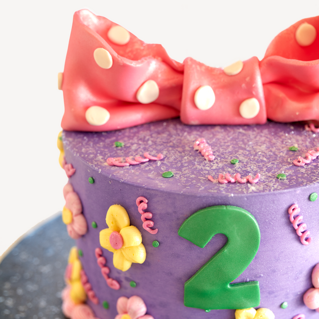 Online Cake Order - Flowers & Bow Cake #257Milestone