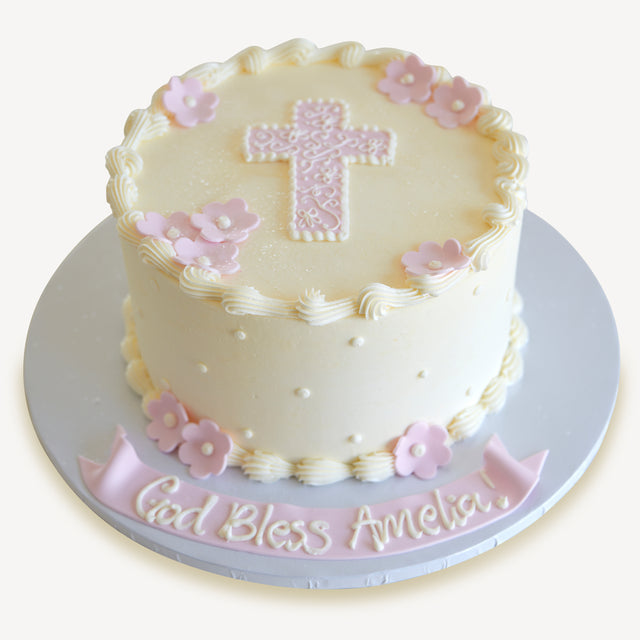 Online Cake Order - Ivory With Cross #171Religious