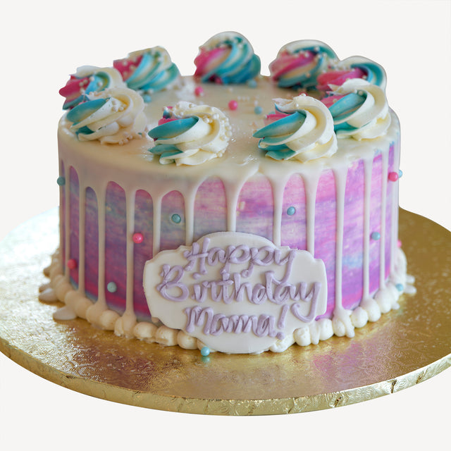 Online Cake Order - Pink, Purple, & Blue Drip Cake #7Drip