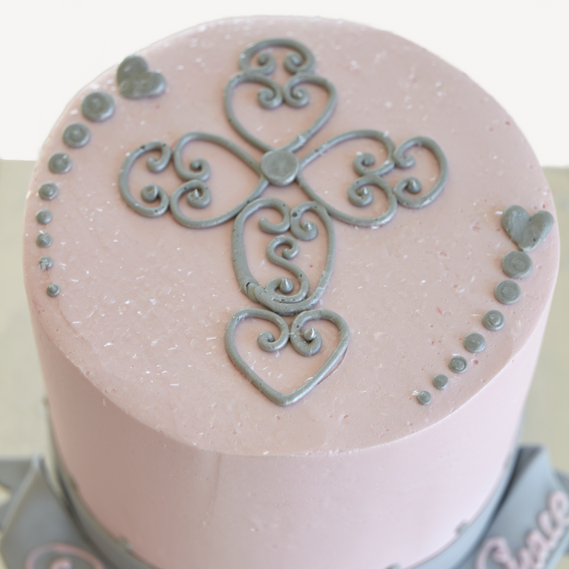 Online Cake Order - Gray Ornate Cross #163Religious