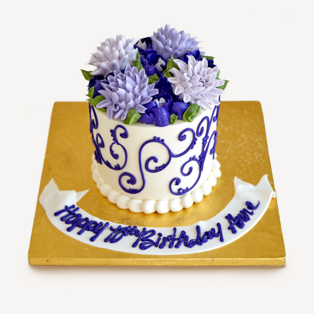 Online Cake Order - Purple Flowers #8SeasonalFlowers