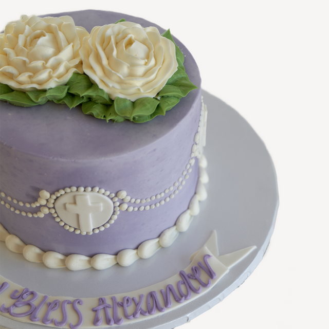 Online Cake Order - Flowers and Crosses #165Religious