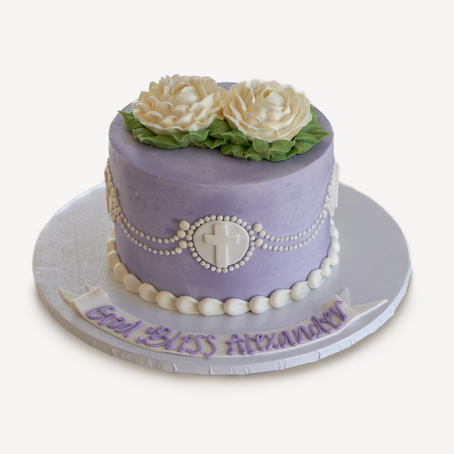 Online Cake Order - Flowers and Crosses #165Religious