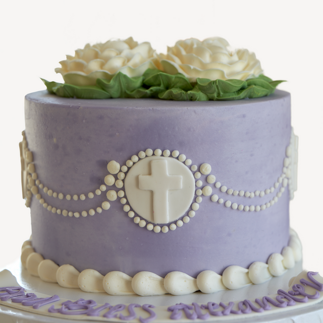 Online Cake Order - Flowers and Crosses #165Religious