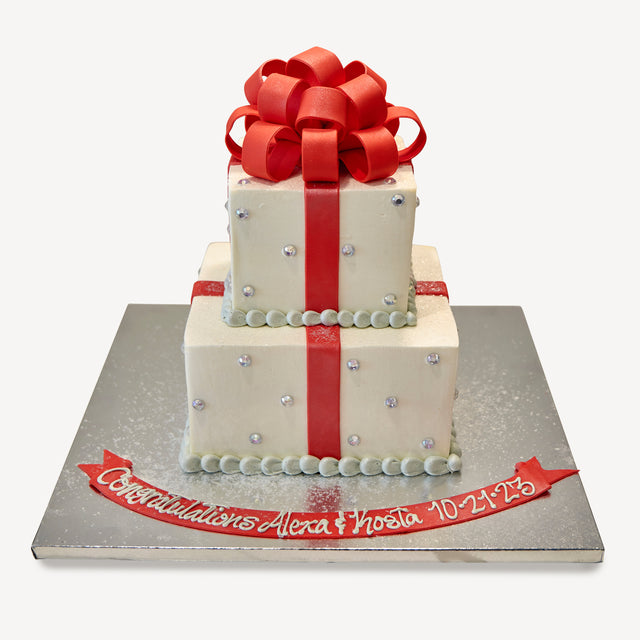 Online Cake Order - Red Bow Cake #131Bridal