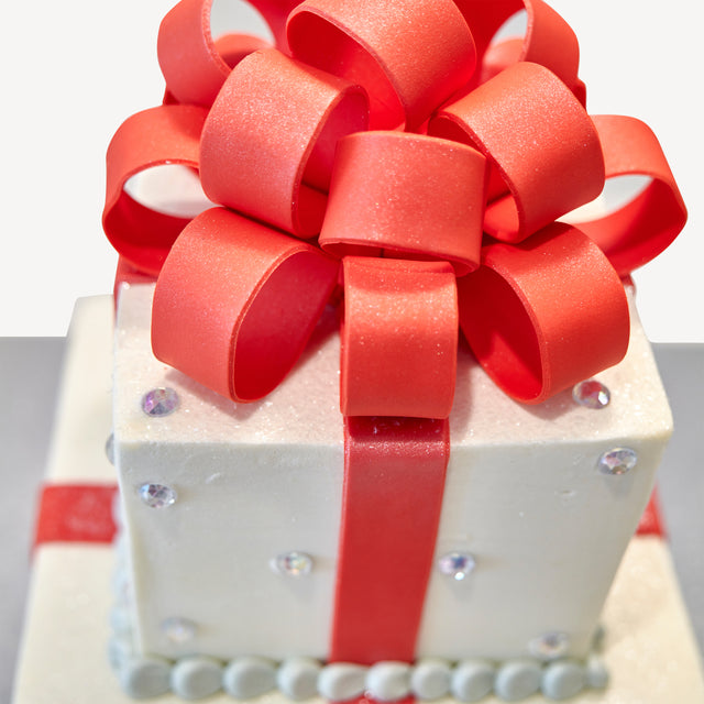 Online Cake Order - Red Bow Cake #131Bridal