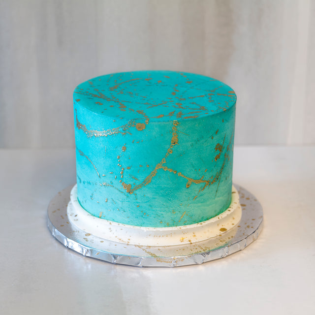 Online Cake Order - Teal with Gold Splatter #22Featured