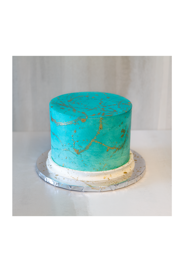 Online Cake Order - Teal with Gold Splatter #22Featured