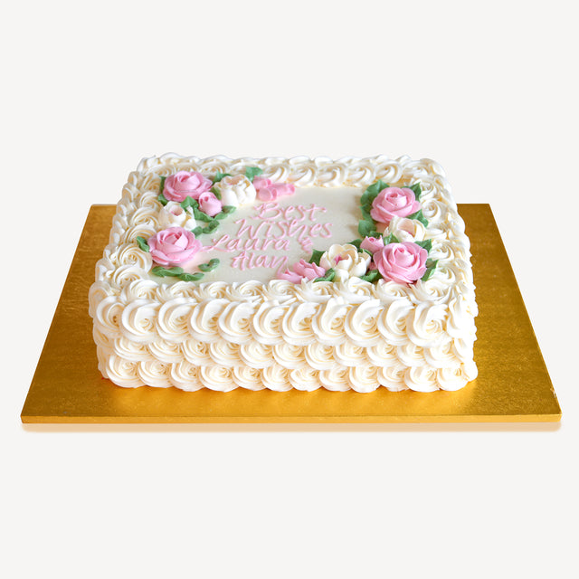 Online Cake Order - White and Pink Roses #137Bridal
