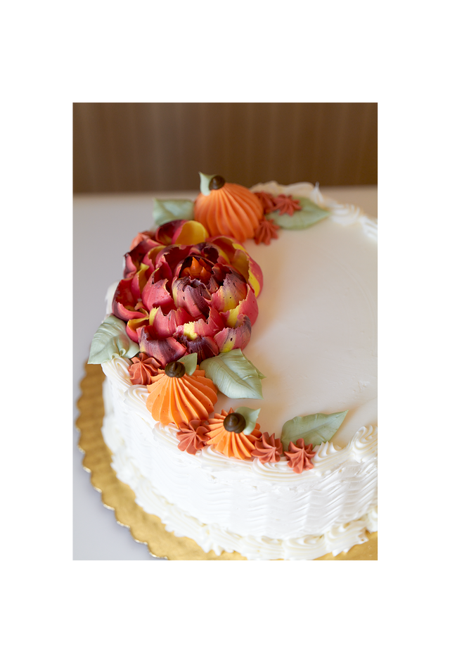 Online Cake Order - Fall Flowers Standard Round Cake #12Standard
