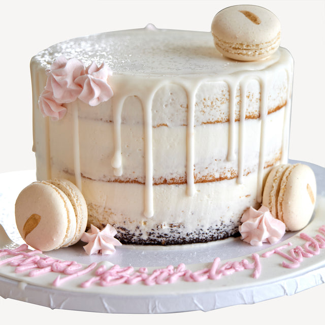 Online Cake Order - Semi-Naked White Drip Cake #11Drip