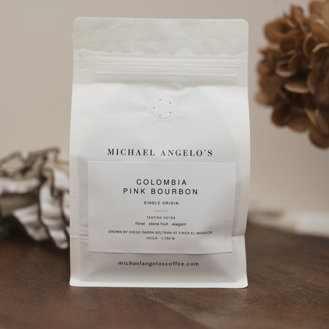 Michael Angelo's Colombia Pink Bourbon coffee bag, view 2