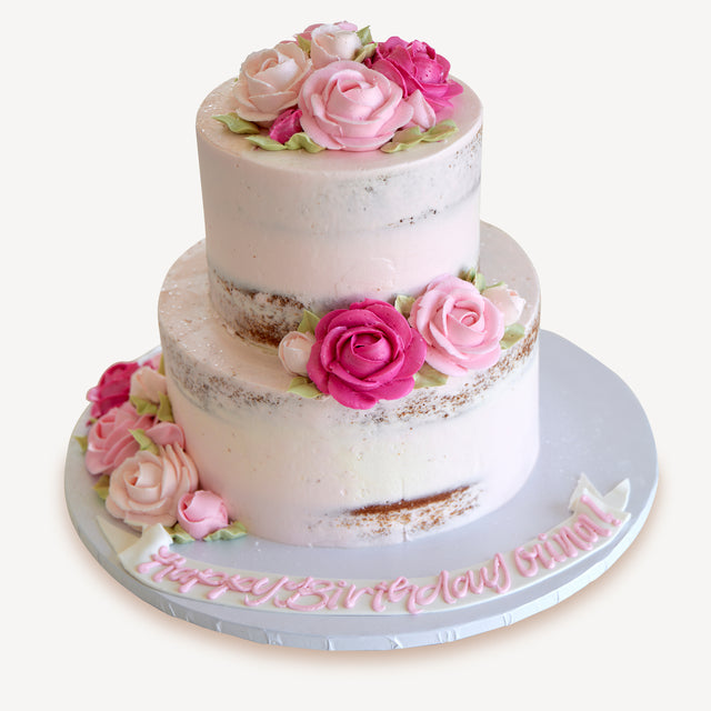 Online Cake Order - Pink Rose Naked #15Texture