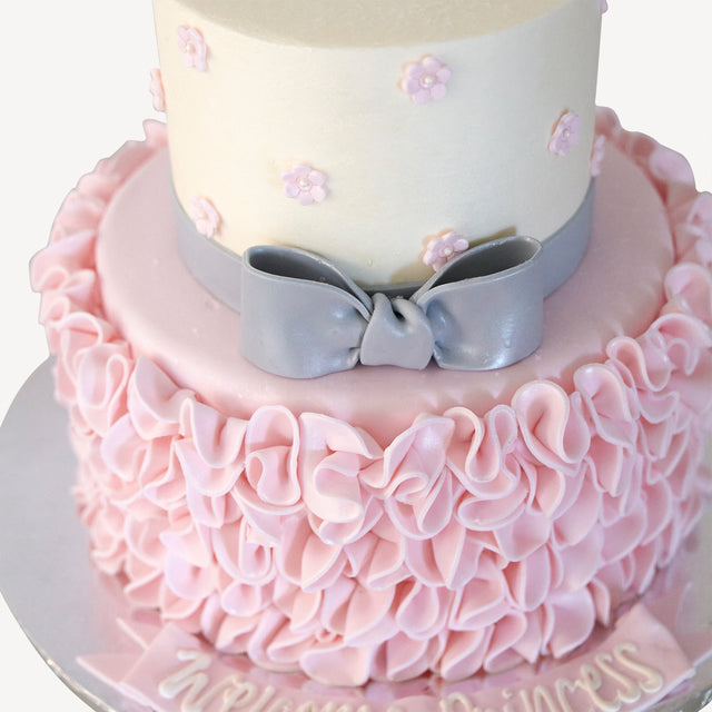 Online Cake Order - Pink Ruffle #16Texture