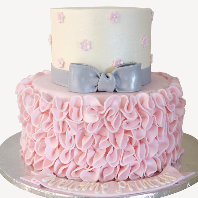 Online Cake Order - Pink Ruffle #16Texture