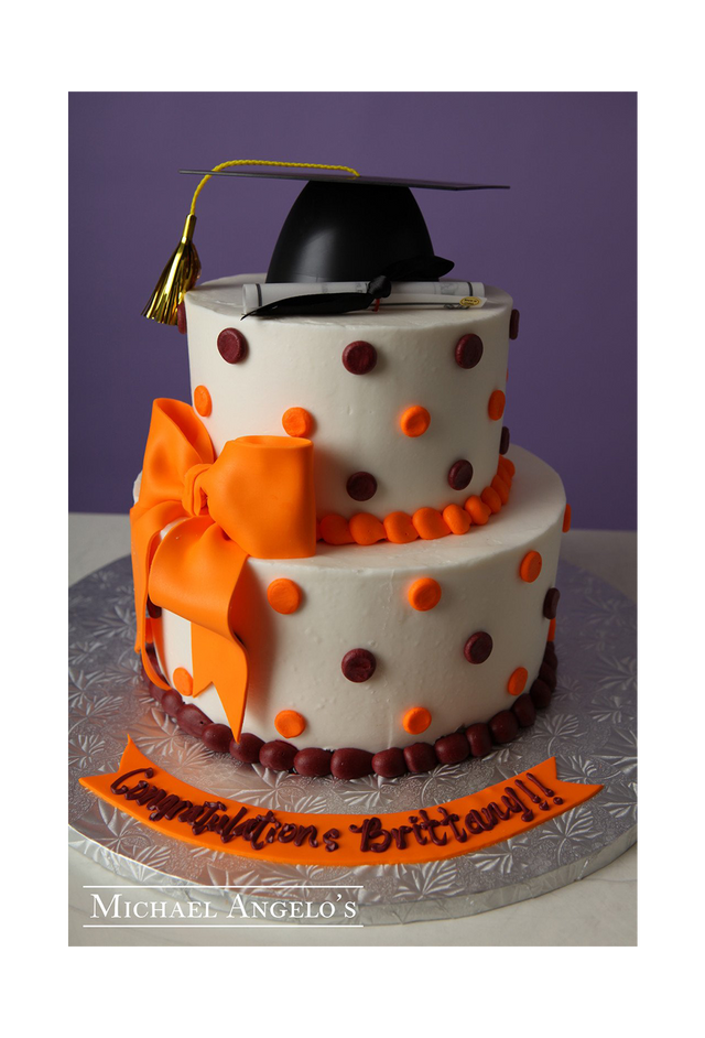 Online Cake Order - Two-Tier Graduation Polka Dots #26Graduation